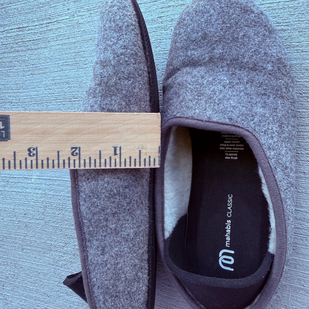 Mahabis Classic Wool Felt Indoor Outdoor Slippers Gray EU38 US 7.5 - Picture 8 of 10